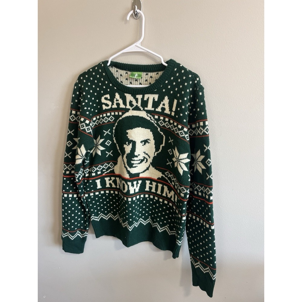 Elf Christmas Size‎ M  Will Ferrell Santa I Know Him Knit Sweater